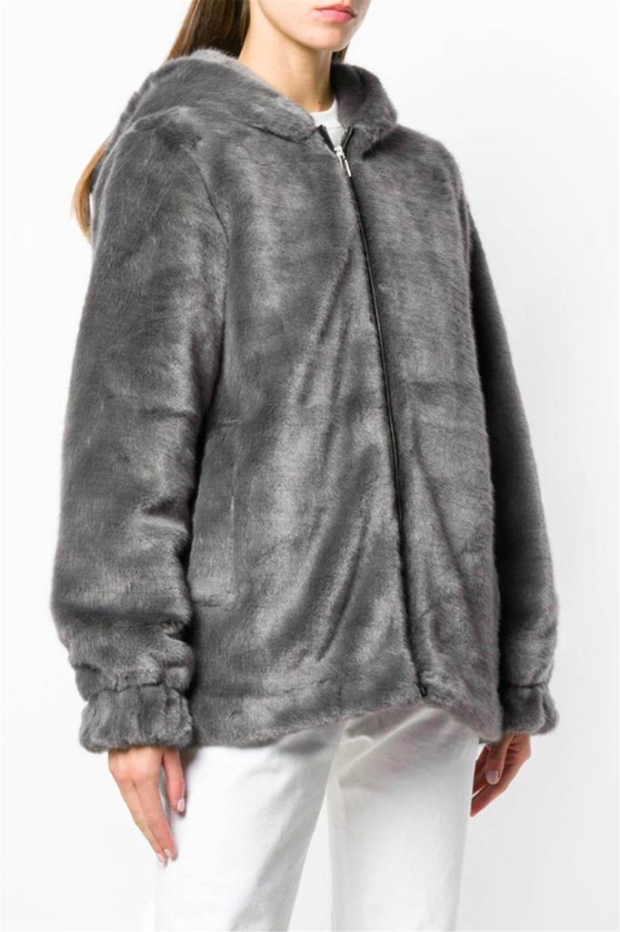 HELMUT LANG Fur coats Women Grey商品第1张图片规格展示