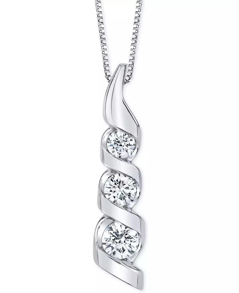 商品Macy's|Diamond Three Stone 18" Pendant Necklace (1 ct. t.w.) in 14k White Gold,价格¥34830,第1张图片