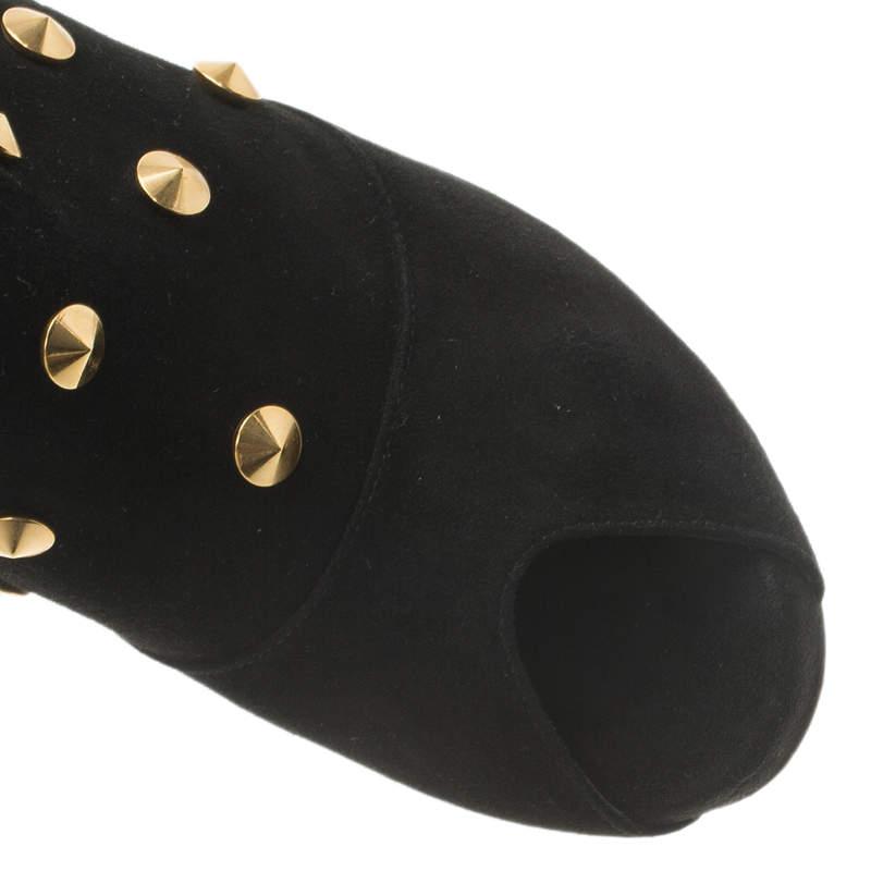 Fendi Black Studded Suede Platform Ankle Boots Size 37.5商品第8张图片规格展示