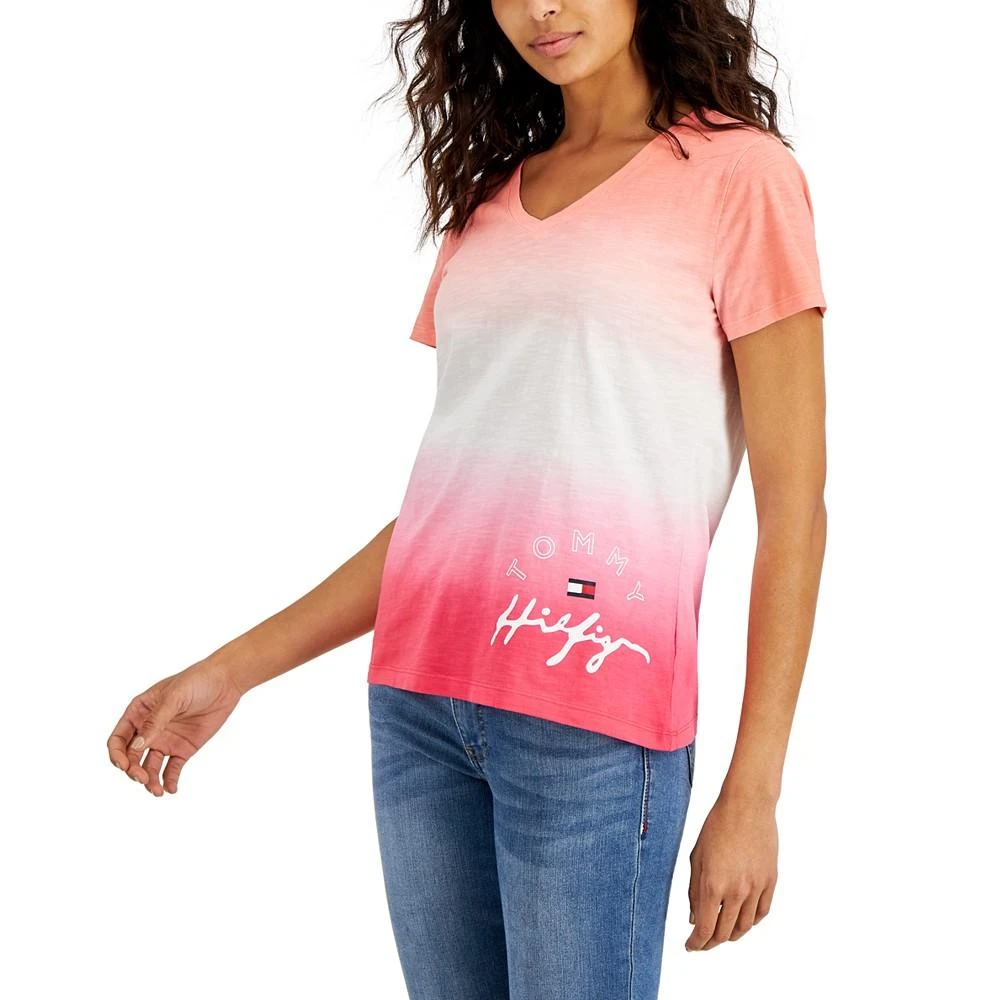 商品Tommy Hilfiger|Women's Cotton Dip-Dyed T-Shirt,价格¥111,第1张图片