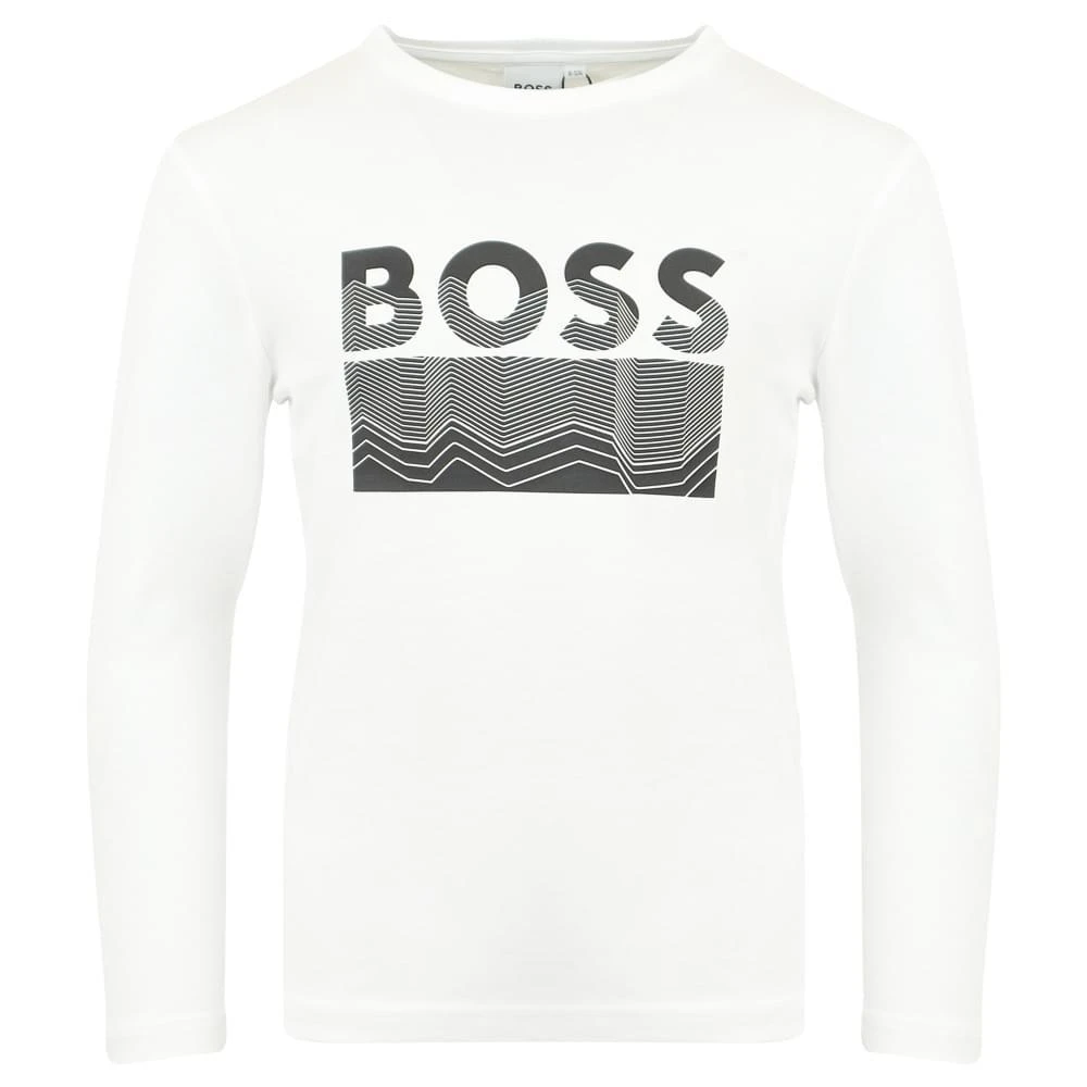 商品Hugo Boss|White Long Sleeve Cotton T Shirt,价格¥174,第1张图片