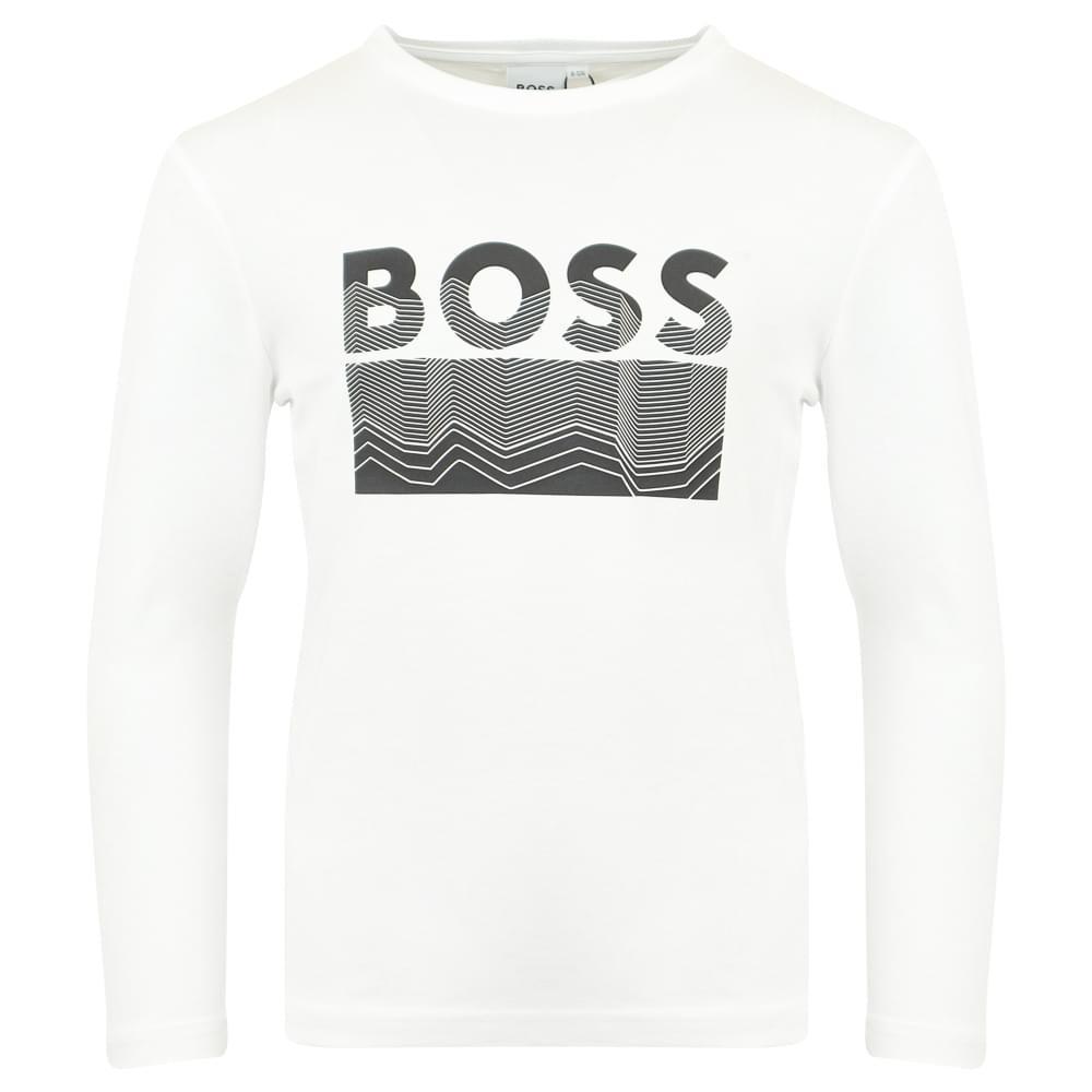 商品Hugo Boss|White Long Sleeve Cotton T Shirt,价格¥211,第1张图片
