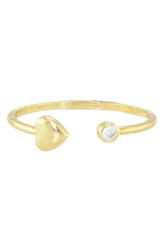 商品CANDELA JEWELRY|10K Gold CZ Heart Cuff Ring,价格¥599,第1张图片