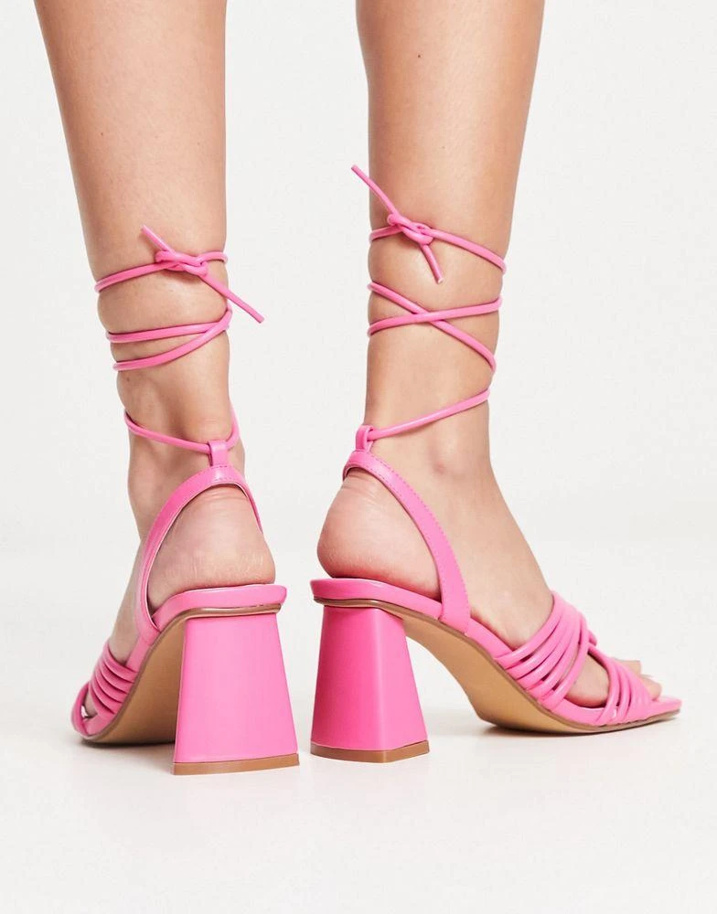 商品Daisy Street|Daisy Street strappy heeled sandals in pink,价格¥157,第2张图片详细描述