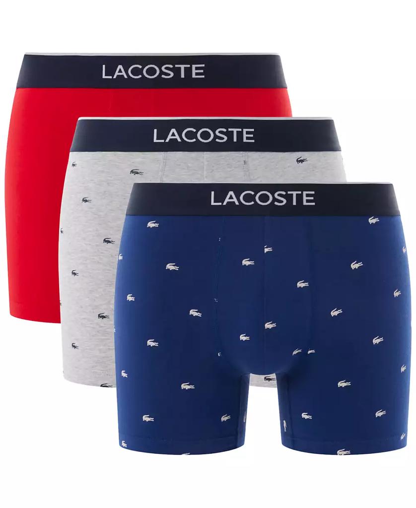 Men's Lacoste Cotton Stretch Mini Croc Print Trunks 3-pack image 2