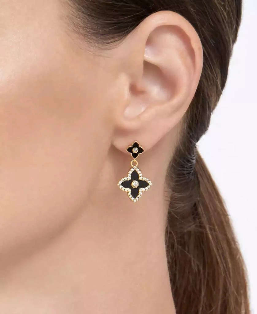 商品ADORNIA|14K Gold Plated Black Clover Drop Earrings,价格¥287,第2张图片详细描述