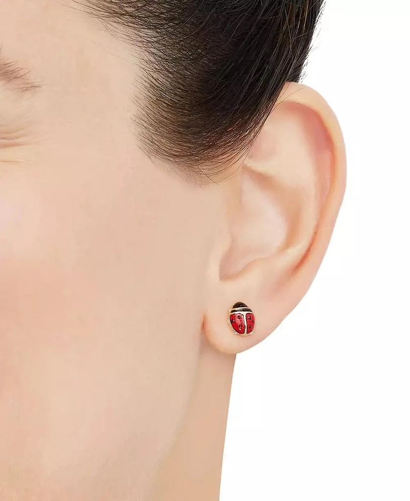 商品Macy's|Red Enamel Ladybug Stud Earrings in 10k Gold,价格¥380,第2张图片详细描述