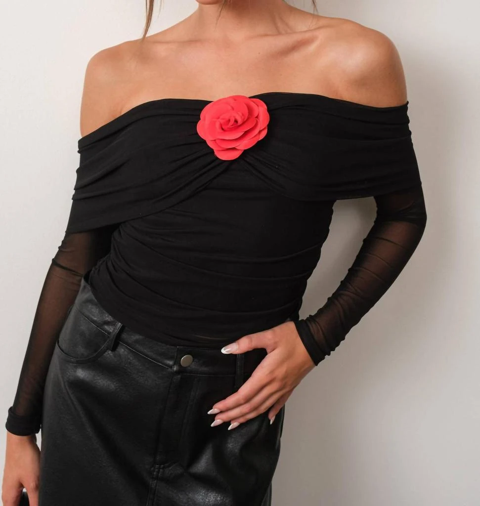 商品Pretty Garbage|Pretty Garbage - Dixie Rosette Off Shoulder Top,价格¥310,第4张图片详细描述