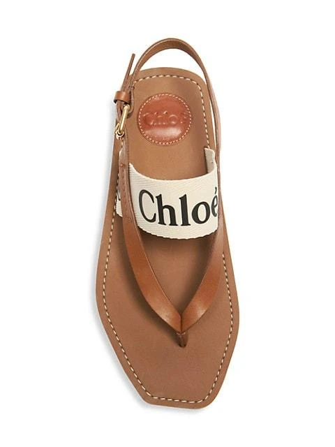 商品Chloé|Woody Flat Leather Thong Slingback Sandals,价格¥2038,第5张图片详细描述