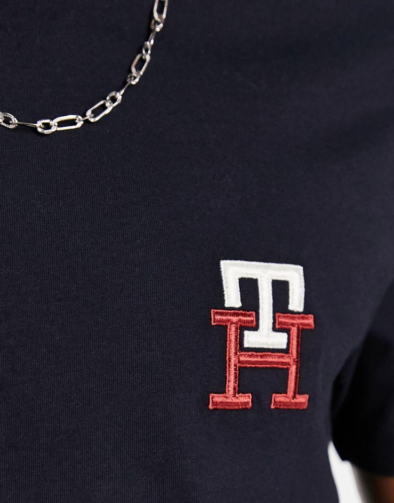 Tommy Hilfiger monogram logo t-shirt in blue商品第3张图片规格展示