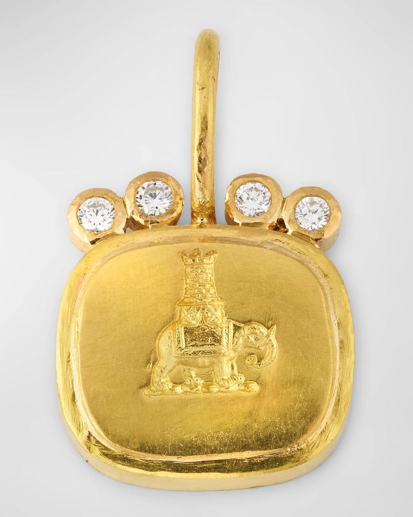 商品Elizabeth Locke|19K Yellow Gold Elephant Castle Pendant with 2mm Diamonds,价格¥22252,第1张图片