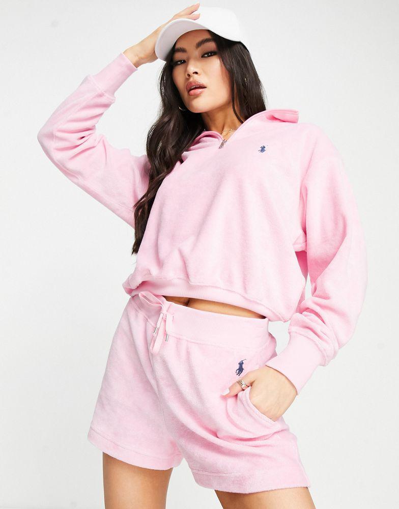 商品Ralph Lauren|Polo Ralph Lauren co-ord terry toweling short in pink,价格¥693,第1张图片