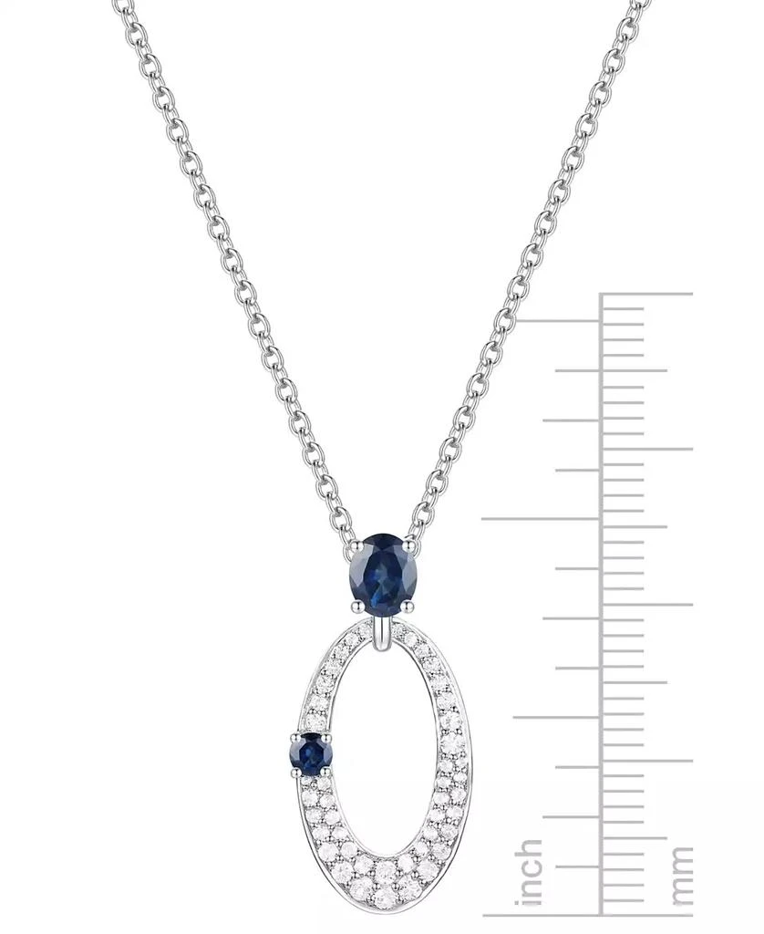 商品Macy's|Sapphire (1/2 ct. t.w.) & Diamond (1/3 ct. t.w.) Oval 18" Pendant Necklace in 14k White Gold,价格¥4515,第3张图片详细描述