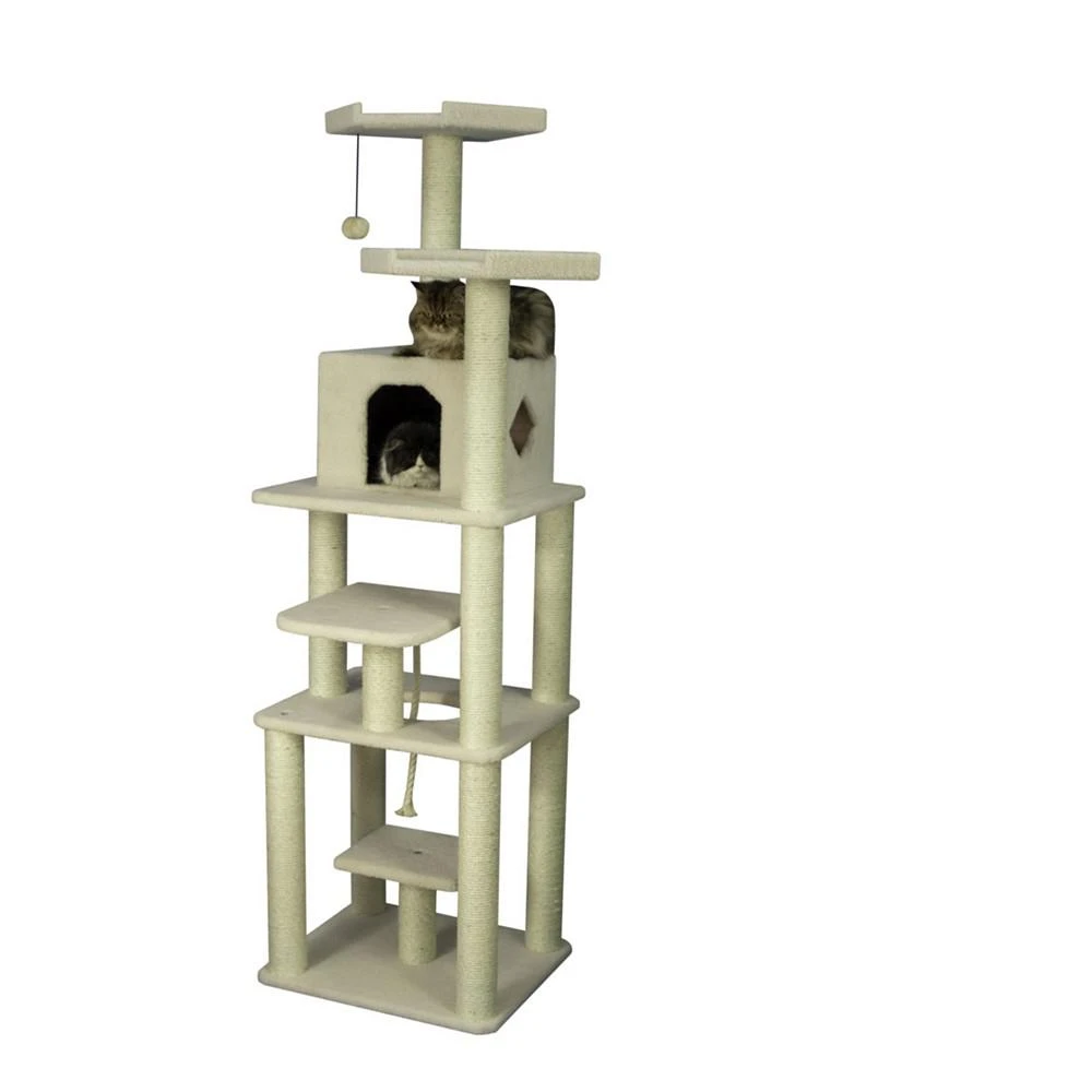 商品Macy's|Real Wood Cat Tree, 6 Levels With Playhouse & Rope Swing,价格¥2478,第3张图片详细描述