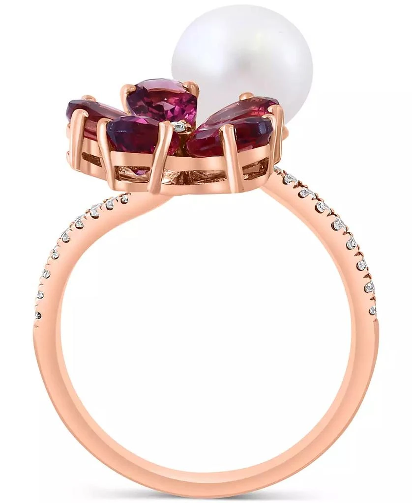 商品Effy|EFFY® Freshwater Pearl (8mm), Pink Tourmaline (5-1/2 ct. t.w.) & Diamond (1/8 ct. t.w.) Flower Bypass Ring in 14k Rose Gold,价格¥8569,第4张图片详细描述