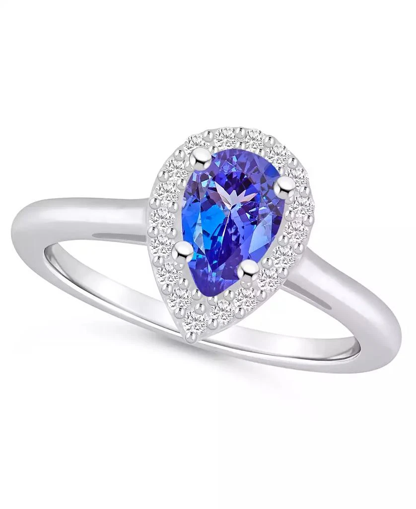 商品Macy's|Tanzanite (7/8 ct. t.w.) & Diamond (1/5 ct. t.w.) Pear Halo Ring in 14k Gold,价格¥25852,第1张图片