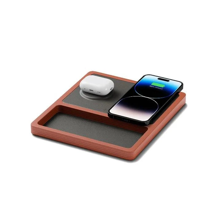 商品NYTSTND|DUO TRAY Black - 2-in-1 MagSafe Oak Wireless Charger with USB-C and A Ports Support,价格¥1184,第1张图片