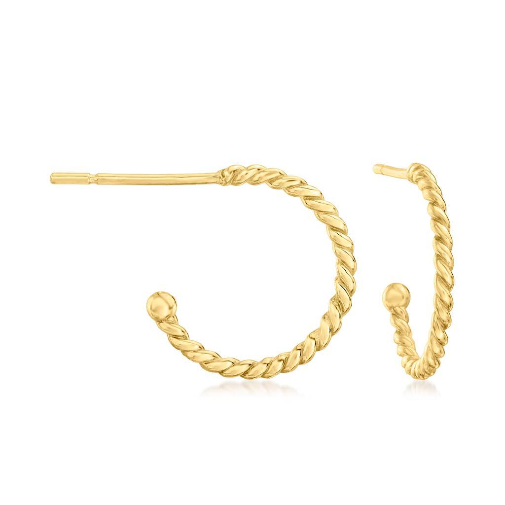 商品Ross-Simons|RS Pure by Ross-Simons 4-4.5mm Cultured Pearl C-Hoop Drop Earrings in 14kt Yellow Gold,价格¥1211,第6张图片详细描述