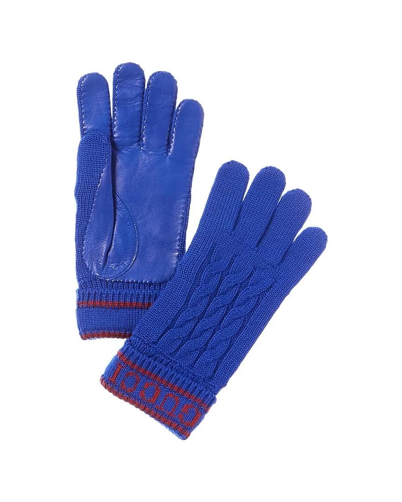 商品Gucci|Cashmere-Lined Leather Gloves,价格¥4076,第2张图片详细描述