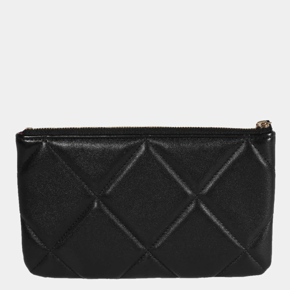 Chanel Black Lambskin Quilted Leather Chanel 19 O Case Clutch Bag商品第3张图片规格展示