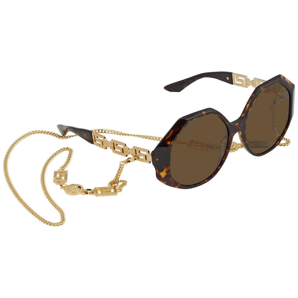 商品Versace|Dark Brown Geometric Ladies Sunglasses VE4395 534673 59,价格¥964,第3张图片详细描述