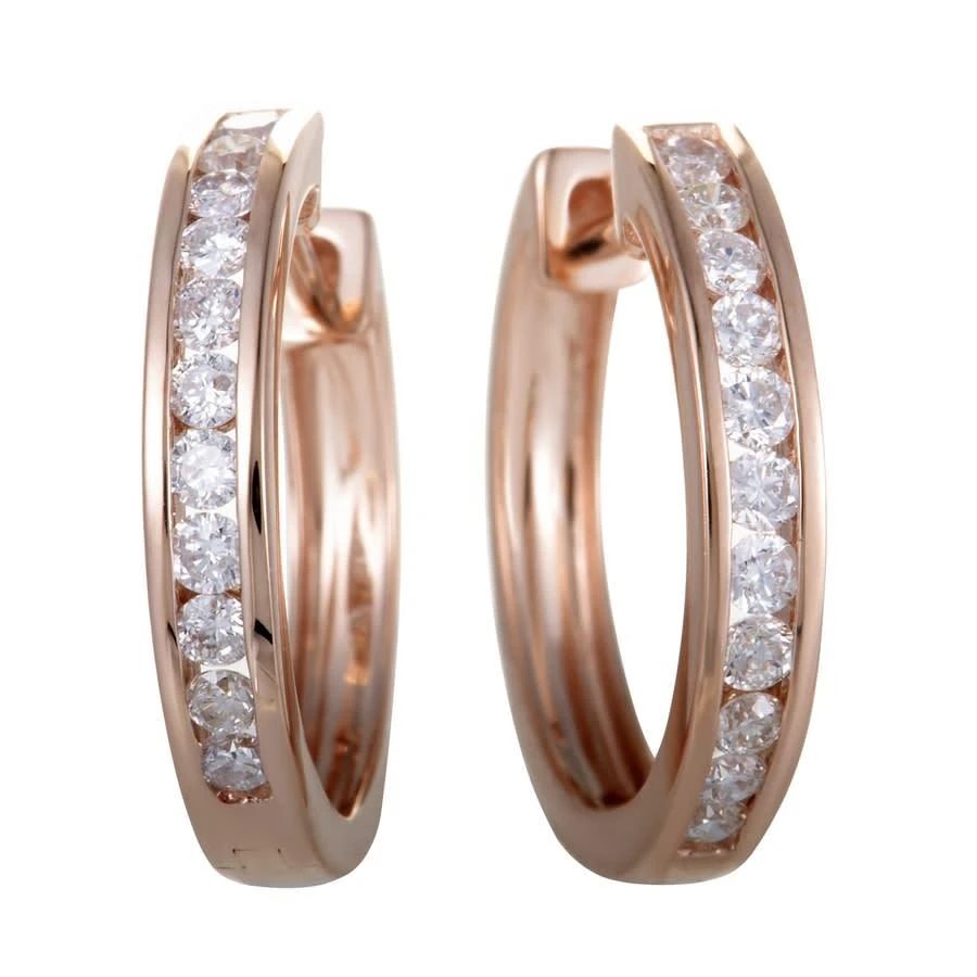 商品LB Exclusive|.50ct Small 14K Rose Gold Diamond Hoop Earrings,价格¥4790,第1张图片