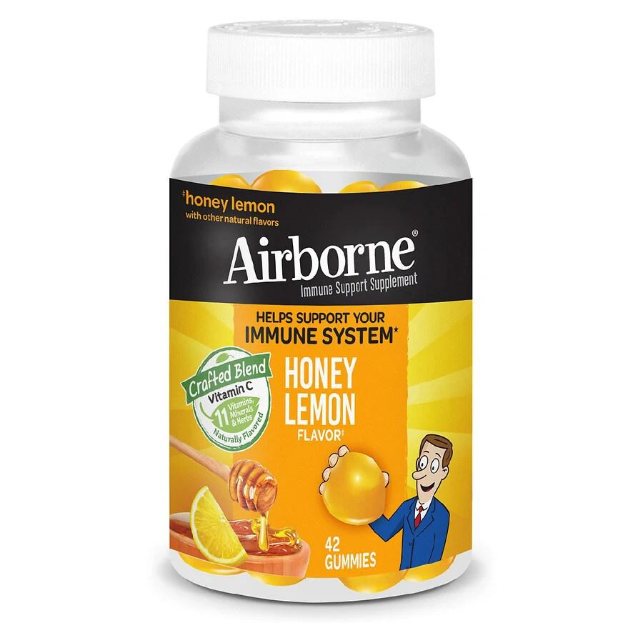 商品Airborne|Vitamin C D E, Zinc and Immune Support Supplement Gummies Honey Lemon,价格¥142,第1张图片