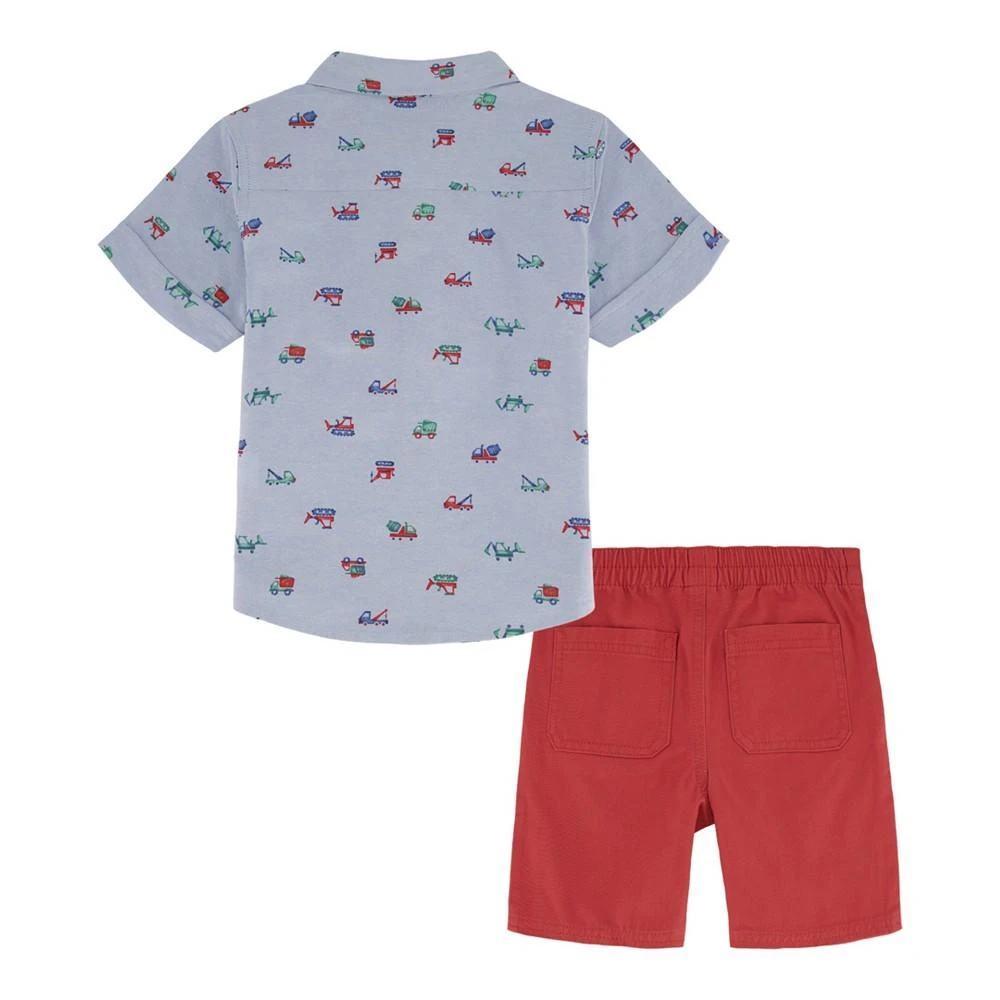 商品KIDS HEADQUARTERS|Little Boys Short Sleeve Printed Oxford Shirt and Twill Shorts, 2 Piece Set,价格¥132,第2张图片详细描述