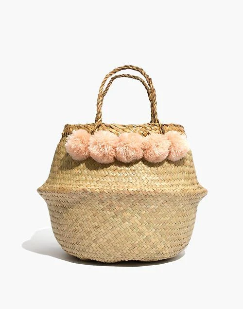 商品Madewell|Xinh & Co. Large Pom-Pom Basket Tote,价格¥315,第1张图片