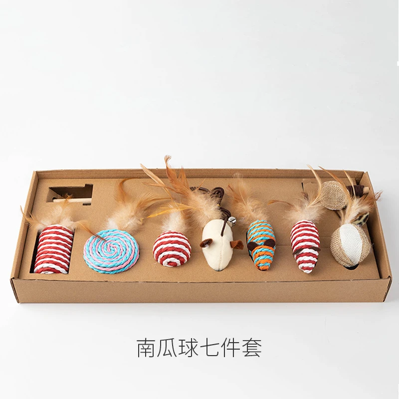 宠物逗猫棒7七件套猫玩具逗猫组合套装小鱼木杆老鼠逗猫棒猫玩具 商品