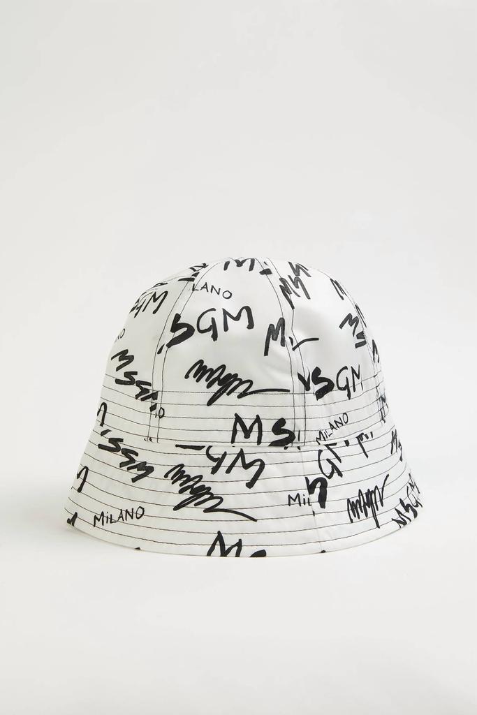 Logo-Print Bucket Hat in White商品第1张图片规格展示
