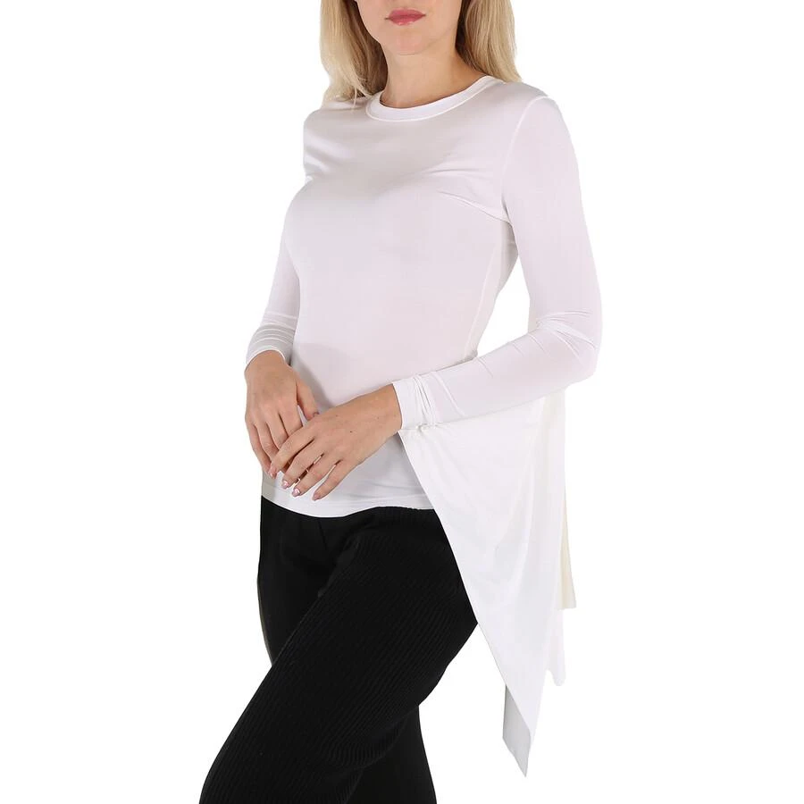 商品Burberry|Optic White Long-Sleeve Exaggerated Panel Draped Top,价格¥1034,第3张图片详细描述