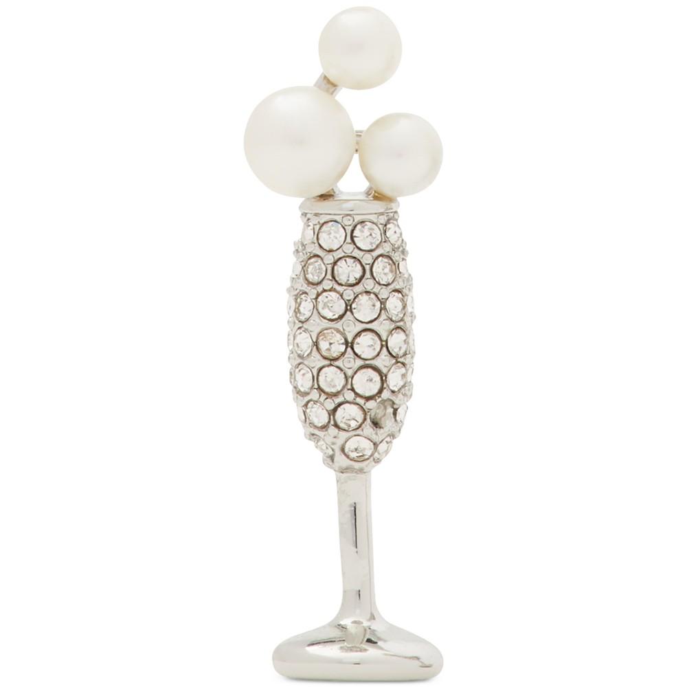 Silver-Tone Cheers to That Imitation Pearl Champagne Stud Earrings商品第3张图片规格展示