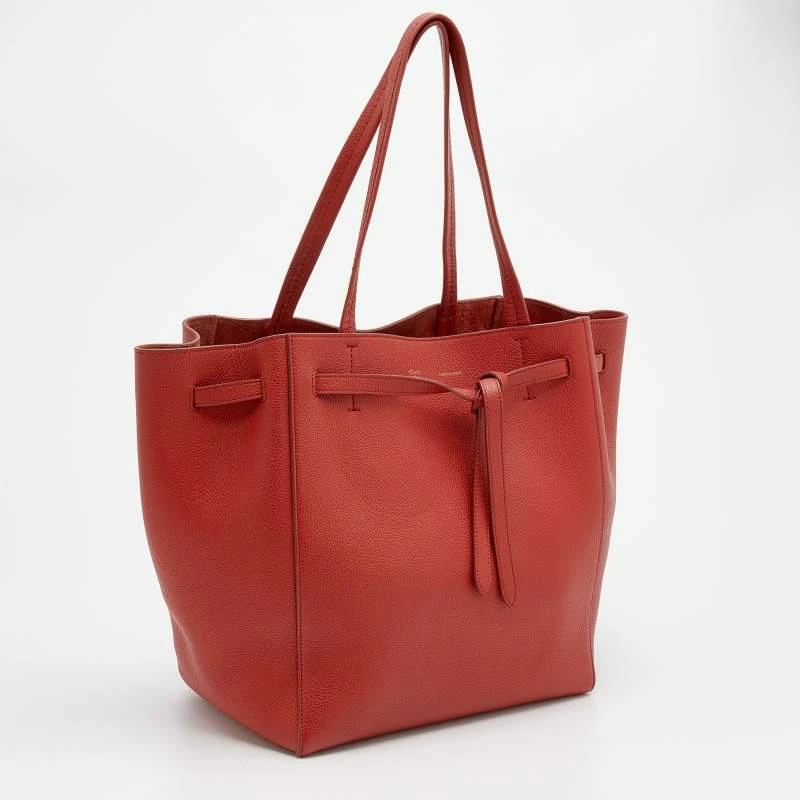 商品[二手商品] Celine|Celine Orange Soft Grained Leather Small Cabas Phantom Tote,价格¥3078,第3张图片详细描述