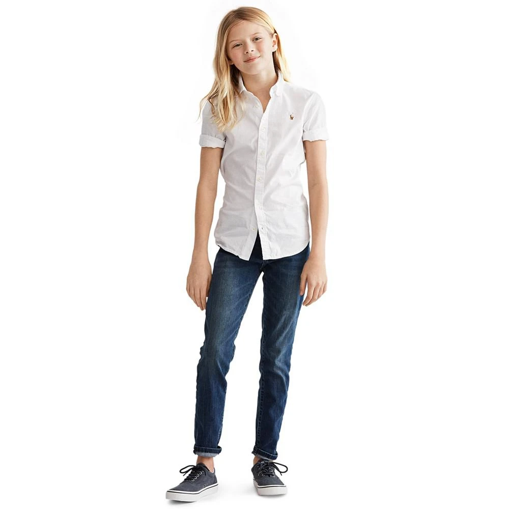 商品Ralph Lauren|Big Girls Short Sleeve Solid Oxford Top,价格¥372,第1张图片