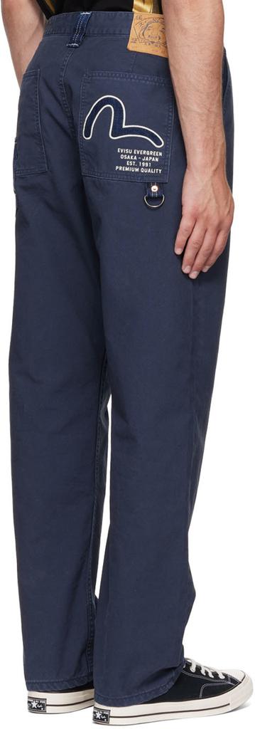 海军蓝棉质长裤商品第3张图片规格展示