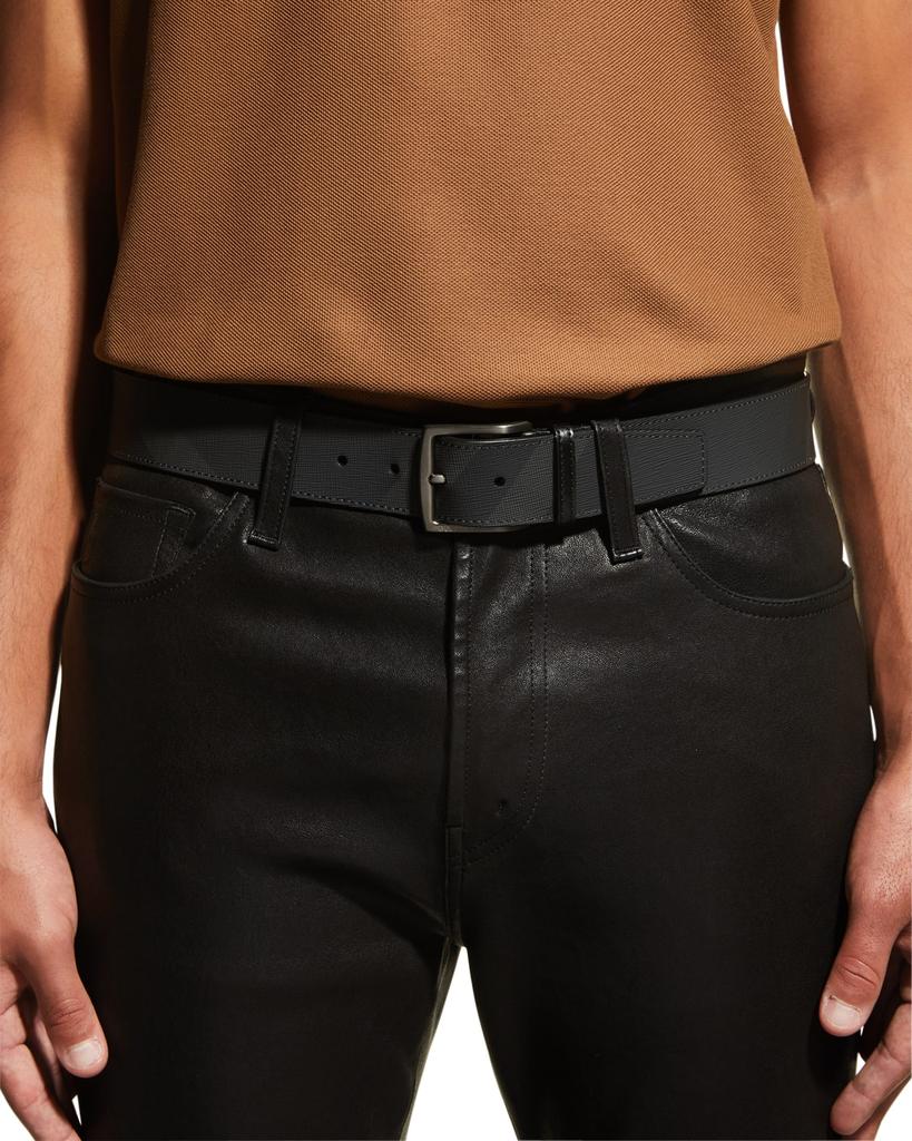 Men's Square Buckle Leather Belt商品第2张图片规格展示