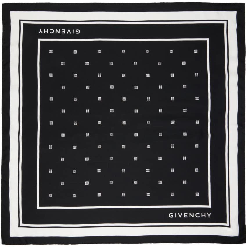 商品Givenchy|Black & White Plumetis Print Square Scarf,价格¥3355,第1张图片