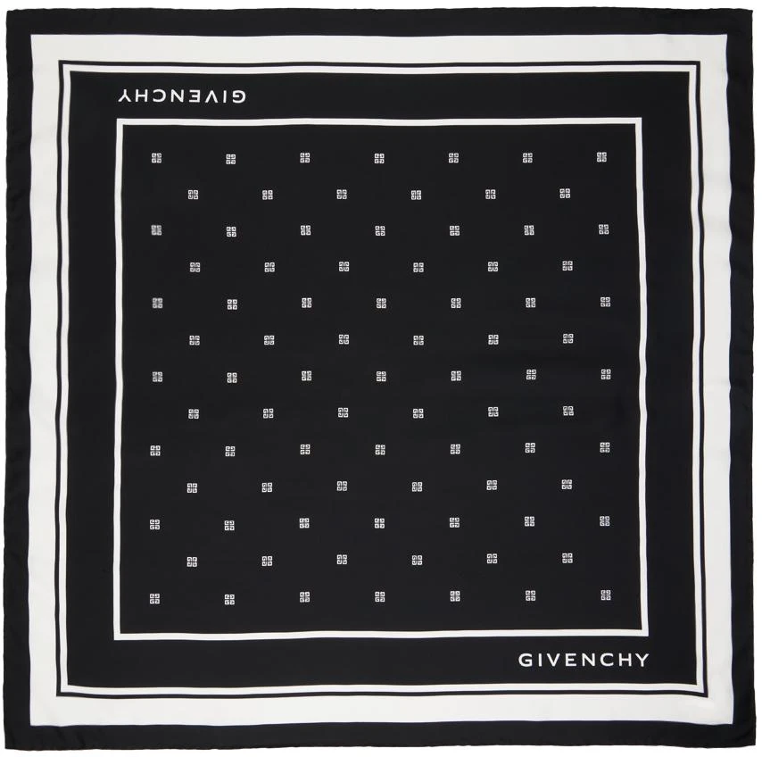 商品Givenchy|Black & White Plumetis Print Square Scarf,价格¥2448,第1张图片