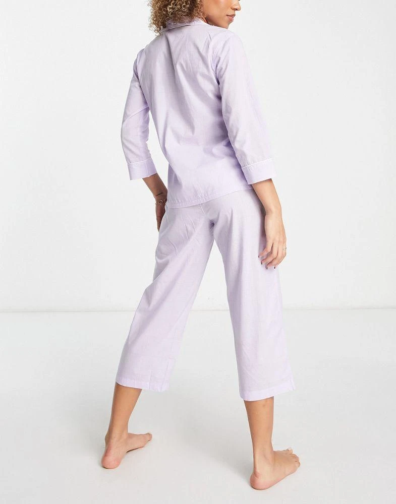 商品Ralph Lauren|Lauren by Ralph Lauren notch collar capri pyjama set in lavender plaid,价格¥423,第2张图片详细描述
