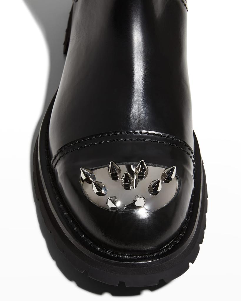 Men's Spike-Toe Leather Combat Boots商品第5张图片规格展示