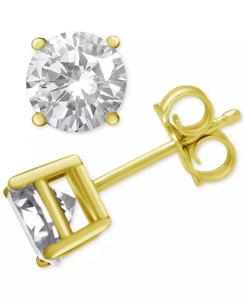 商品Essentials|Cubic Zirconia 1/3" Stud Silver Plate Earrings,价格¥223,第3张图片详细描述