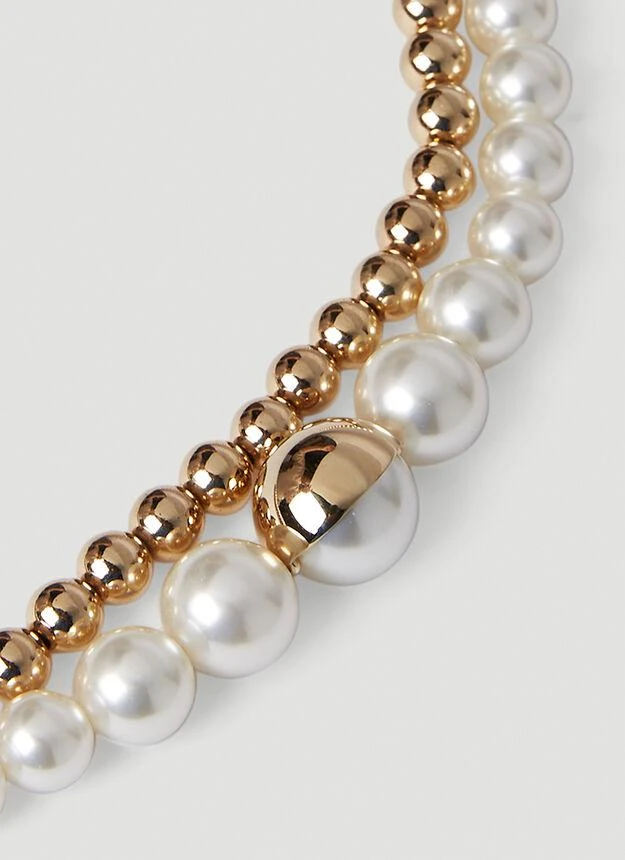 商品Miu Miu|Pearl Necklace in Gold,价格¥8798,第4张图片详细描述