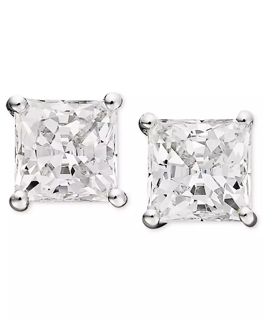 商品Arabella|14k White Gold Earrings, Cubic Zirconia Princess Cut Stud Earrings (3-3/4 ct. t.w.),价格¥785,第1张图片