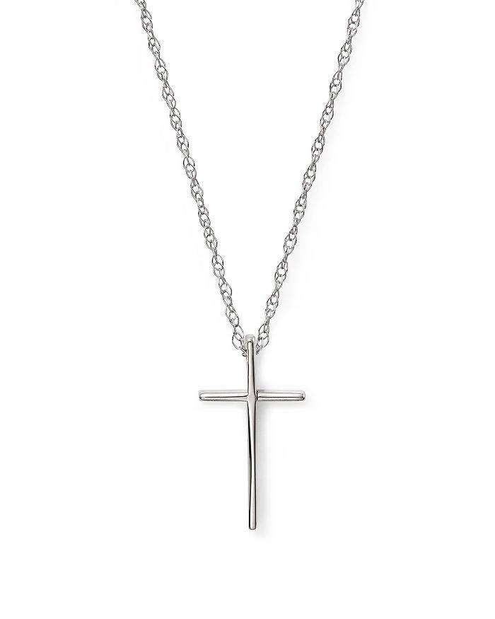 商品Bloomingdale's|14K White Gold Small Cross Pendant Necklace, 18" - Exclusive,价格¥2441,第1张图片详细描述