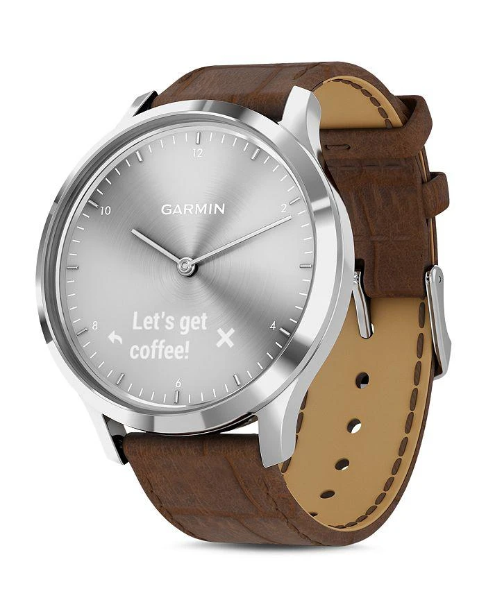 商品Garmin|Vivomove HR Brown Alligator-Embossed Leather Strap Touchscreen Hybrid Smartwatch, 43mm,价格¥2630,第1张图片