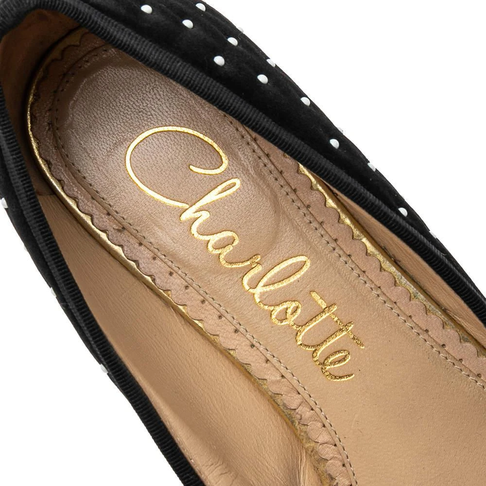 Charlotte Olympia Black Satin White Studed Bow Ballet Flats Size 36 商品