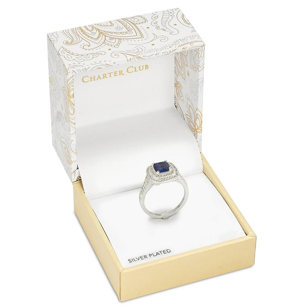 商品Charter Club|Silver-Tone Pavé & Color Crystal Square Halo Ring, Created for Macy's,价格¥52,第2张图片详细描述