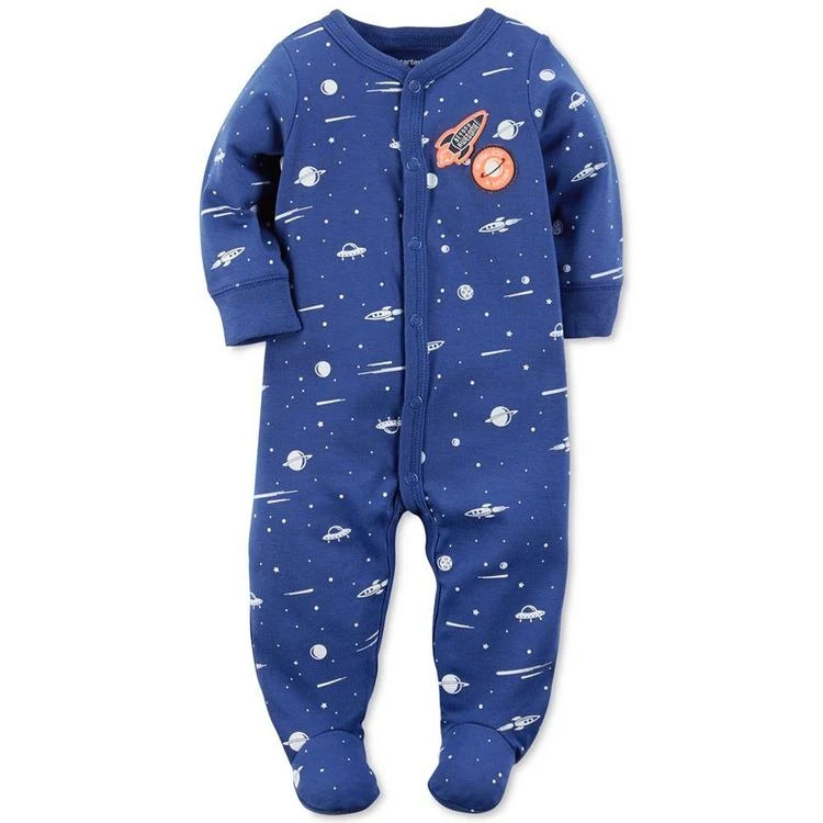 商品Carter's|1-Pc. Space-Print Footed Coverall, Baby Boys,价格¥60,第1张图片