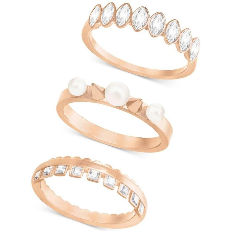 商品Swarovski|Rose Gold-Tone 3-Pc. Set Imitation Pearl and Crystal Rings,价格¥1115,第1张图片